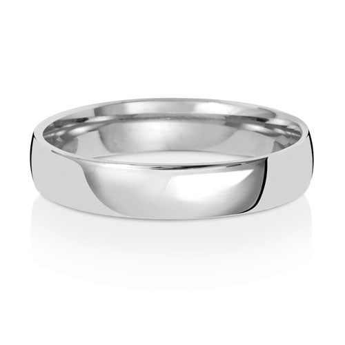 9K White Gold Wedding Ring Slight Court 4mm