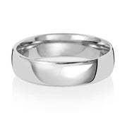 9K White Gold Wedding Ring Slight Court 5mm