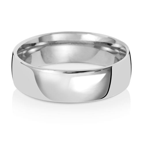 9K White Gold Wedding Ring Slight Court 6mm | Charmé