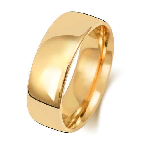 9K Yellow Gold Wedding Ring Slight Court 7mm