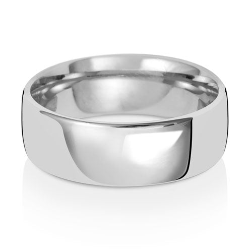 9K White Gold Wedding Ring Slight Court 7mm | Charmé