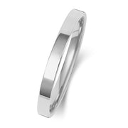 9K White Gold Wedding Ring Flat Court 2mm