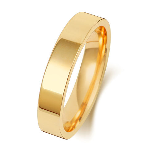 9K Yellow Gold Wedding Ring Flat Court 4mm