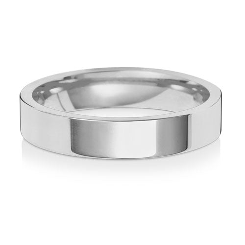 9K White Gold Wedding Ring Flat Court 4mm