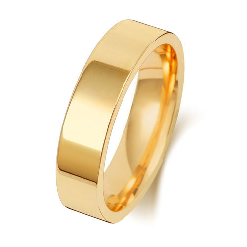 9K Yellow Gold Wedding Ring Flat Court 5mm