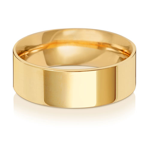 9K Yellow Gold Wedding Ring Flat Court 7mm