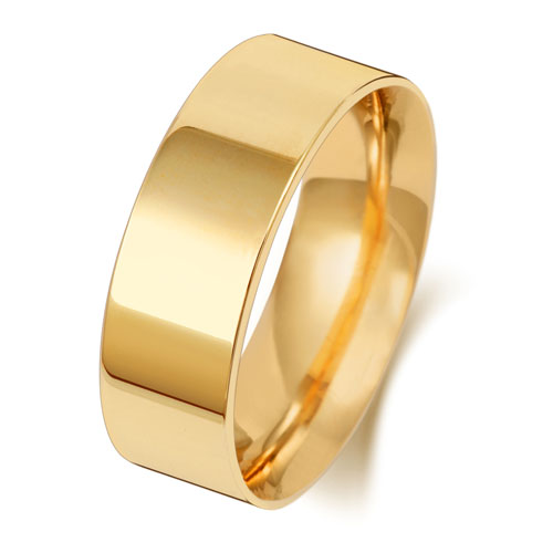 9K Yellow Gold Wedding Ring Flat Court 7mm