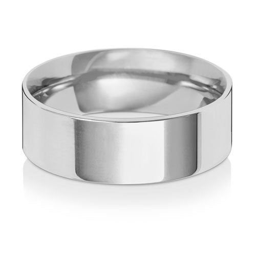 9K White Gold Wedding Ring Flat Court 7mm | Charme