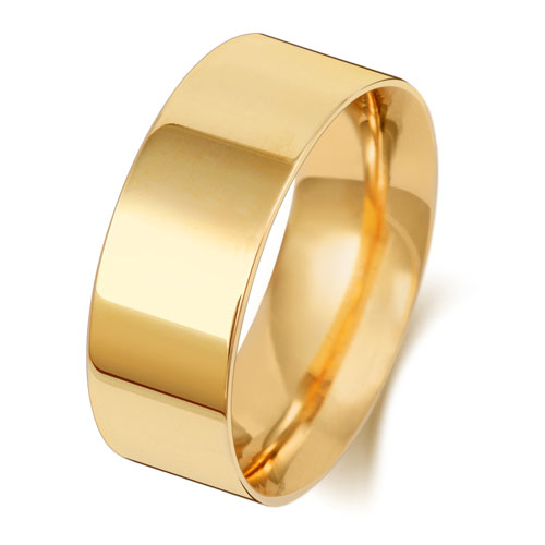 9K Yellow Gold Wedding Ring Flat Court 8mm