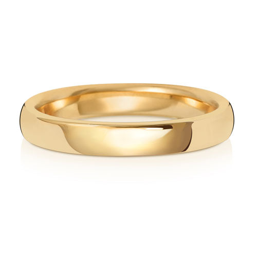 9K Yellow Gold Wedding Ring Soft Court 3mm