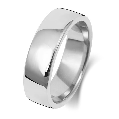 9K White Gold Wedding Ring Soft Court 6mm | Charme