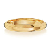 9K Yellow Gold Wedding Ring Soft Court Bevelled 3mm