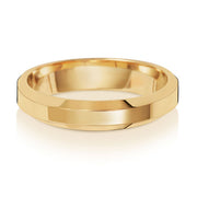 9K Yellow Gold Wedding Ring Soft Court Bevelled 4mm