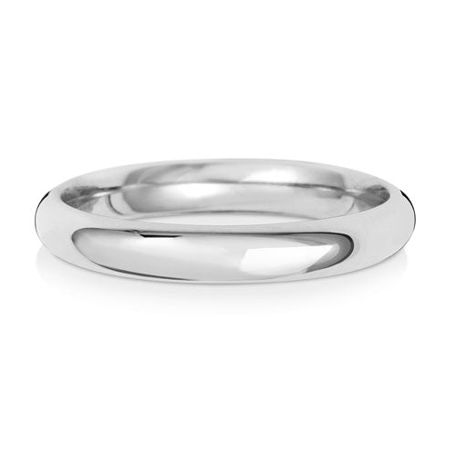 9K White Gold Wedding Ring Trad Court 3mm | Charmé