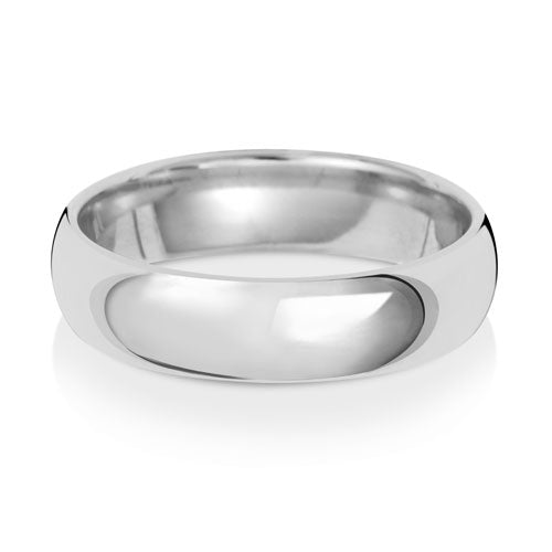 9K White Gold Wedding Ring Trad Court 5mm | Charmé