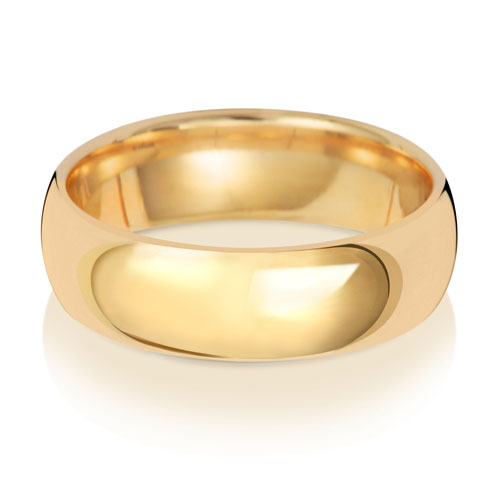 9K Yellow Gold Wedding Ring Trad Court 6mm