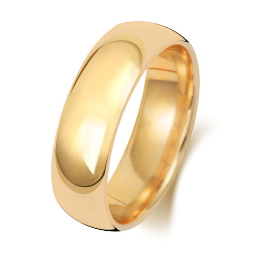 9K Yellow Gold Wedding Ring Trad Court 6mm