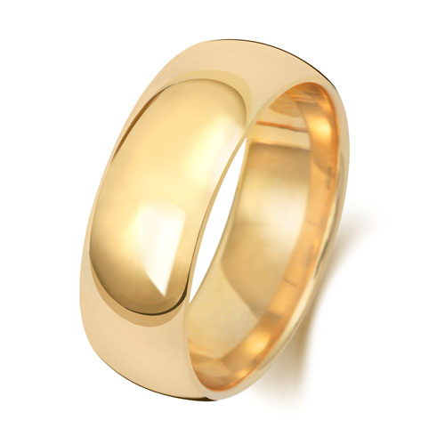 9K Yellow Gold Wedding Ring Trad Court 7mm