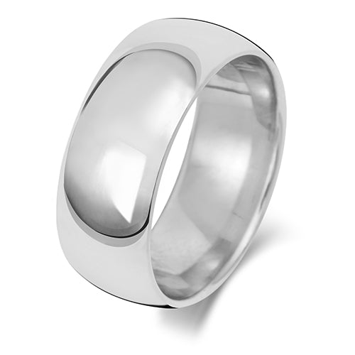 9K White Gold Wedding Ring Trad Court 8mm | Charmé