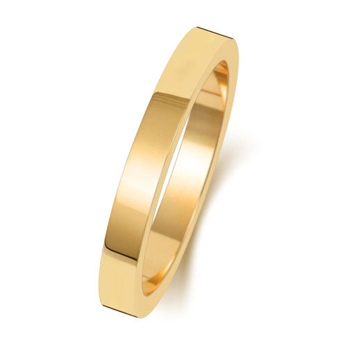 9K Yellow Gold Wedding Ring Flat 2.5 Mm