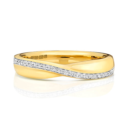 9K Yellow Gold Crossover Diamond Ring | Charmé