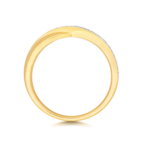 9K Yellow Gold Crossover Diamond Ring | Charmé
