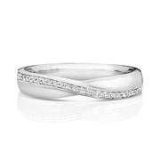 9K White Gold Crossover Diamond Ring | Charmé
