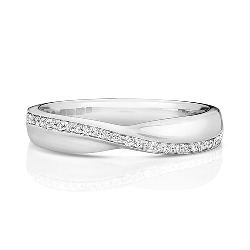 9K White Gold Crossover Diamond Ring | Charmé