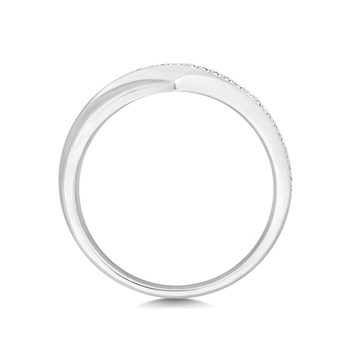 9K White Gold Crossover Diamond Ring | Charmé