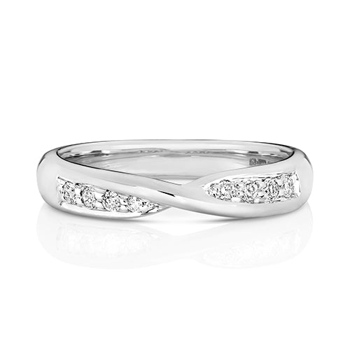 9K White Gold Crossover Diamond Ring | Charmé