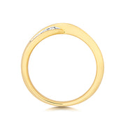 9K Yellow Gold Crossover Band Channel Set Diamond Ring | Charmé