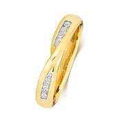 9K Yellow Gold Crossover Band Channel Set Diamond Ring | Charmé