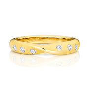 9K Yellow Gold Crossover Band Gypsy Setting Diamond Ring | Charmé