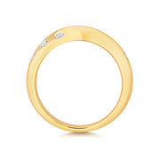 9K Yellow Gold Crossover Band Gypsy Setting Diamond Ring | Charmé