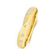 9K Yellow Gold Crossover Band Gypsy Setting Diamond Ring | Charmé