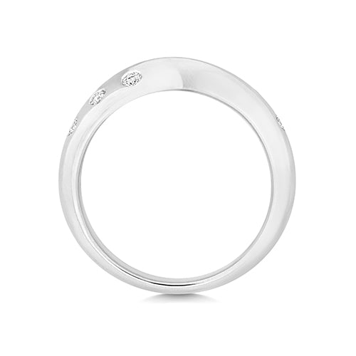 9K White Gold Crossover Band Gypsy Setting Diamond Ring | Charmé