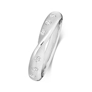 9K White Gold Crossover Band Gypsy Setting Diamond Ring
