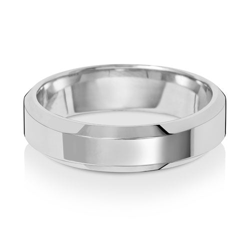 Platinum Wedding Ring Soft Court Bevelled 5mm