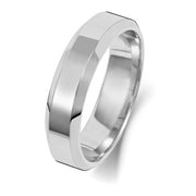 Platinum Wedding Ring Soft Court Bevelled 5mm