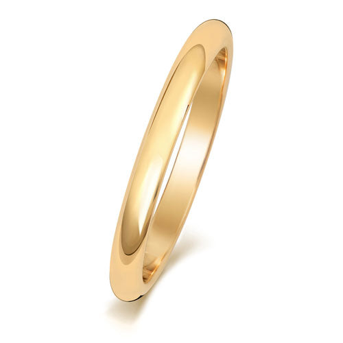 18K Yellow Gold Wedding Ring D Shape 2mm