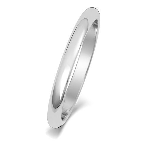 18K White Gold Wedding Ring D Shape 2mm