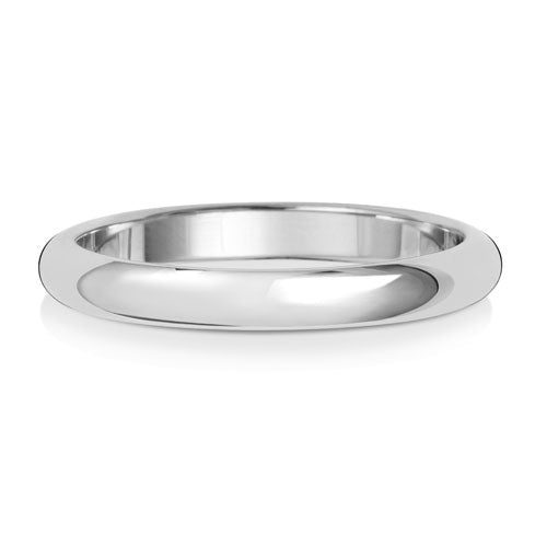 18K White Gold Wedding Ring D Shape 2.5mm