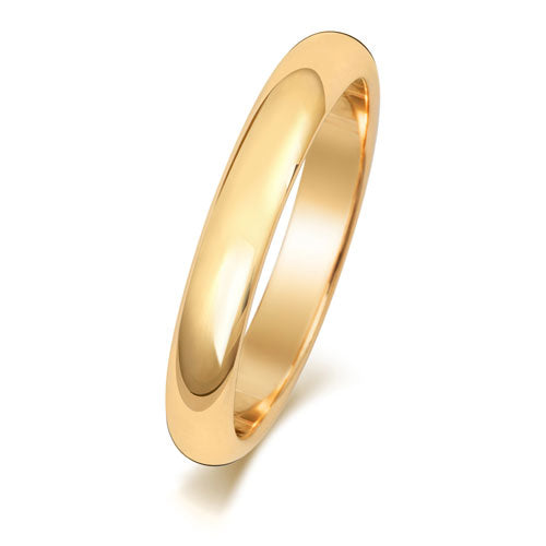 18K Yellow Gold Wedding Ring D Shape 3mm