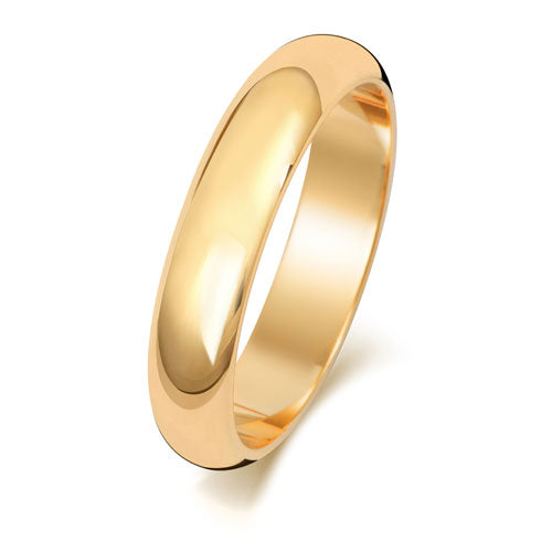 18K Yellow Gold Wedding Ring D Shape 4mm