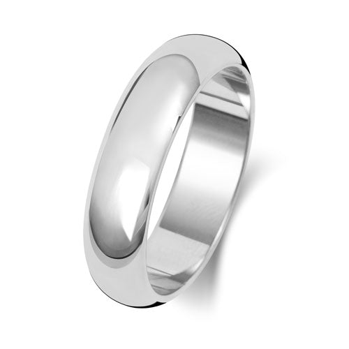 18K White Gold Wedding Ring D Shape 5mm