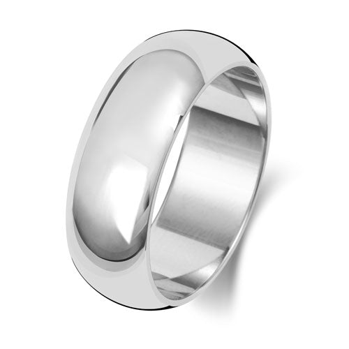 18K White Gold Wedding Ring D Shape 7mm
