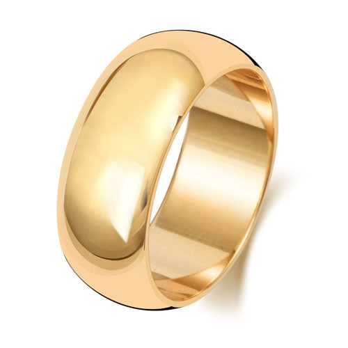 18K Yellow Gold Wedding Ring D Shape 8mm