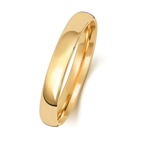 18K Yellow Gold Wedding Ring Slight Court 3mm