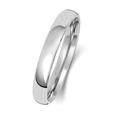 18K White Gold Wedding Ring Slight Court 3mm