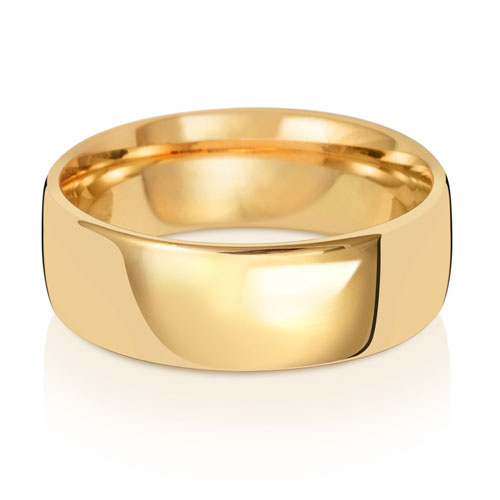 18K Yellow Gold Wedding Ring Slight Court 7mm